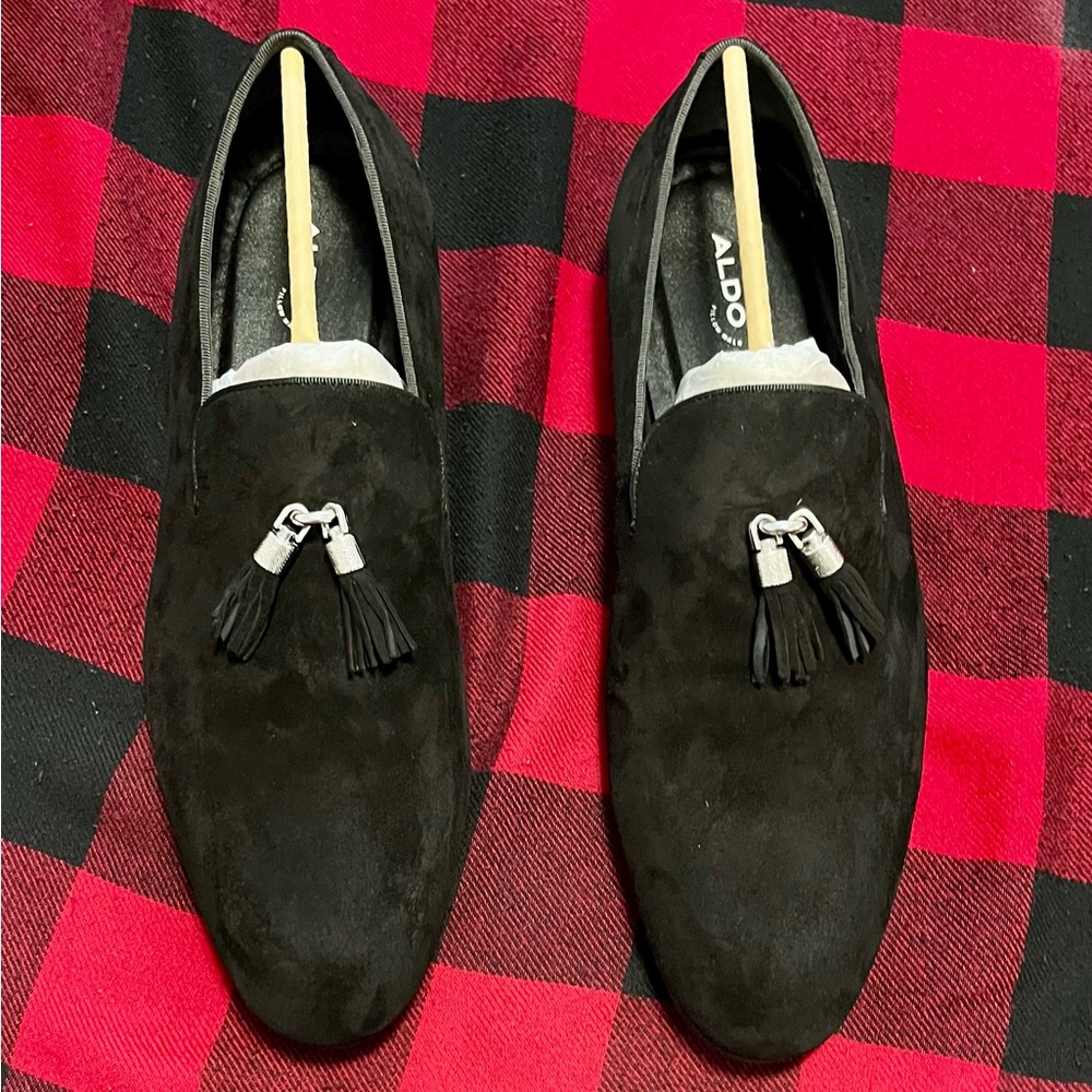 Aldo Men's Dark Suede Loafers with Tassels